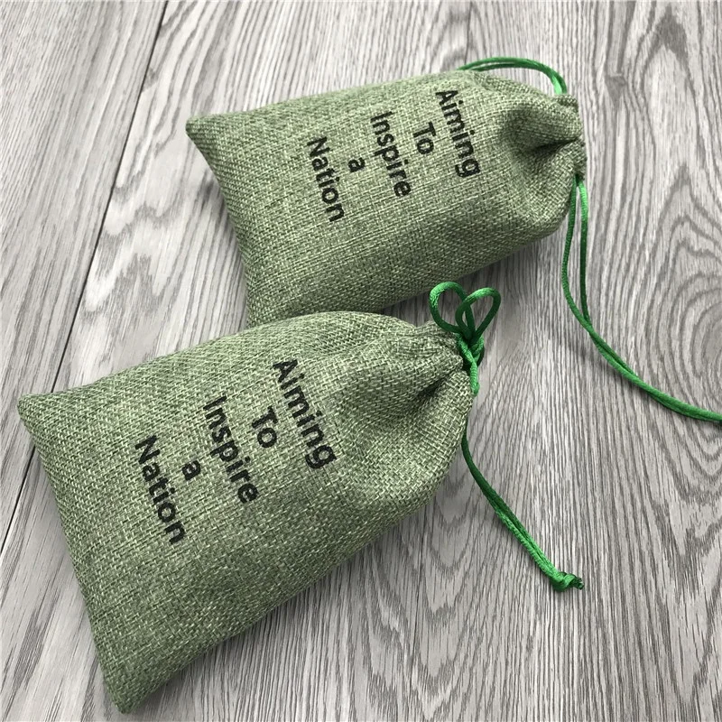 Green jute burlap gift pouch for soap and seeds,natural eco-friendly jute drawstring gift bag for handmade craft