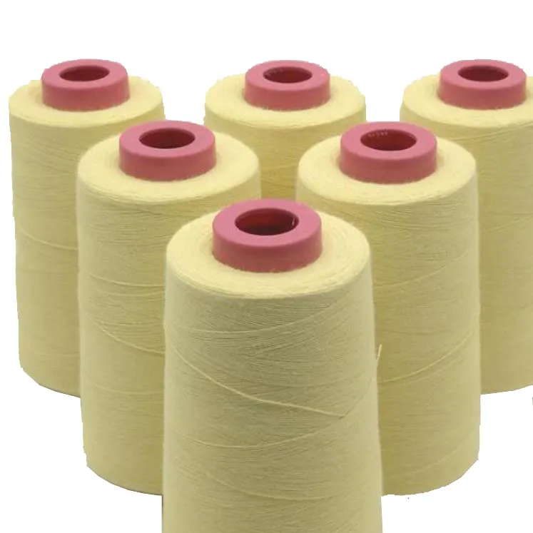 Spun dyed yellow para aramid sewing thread