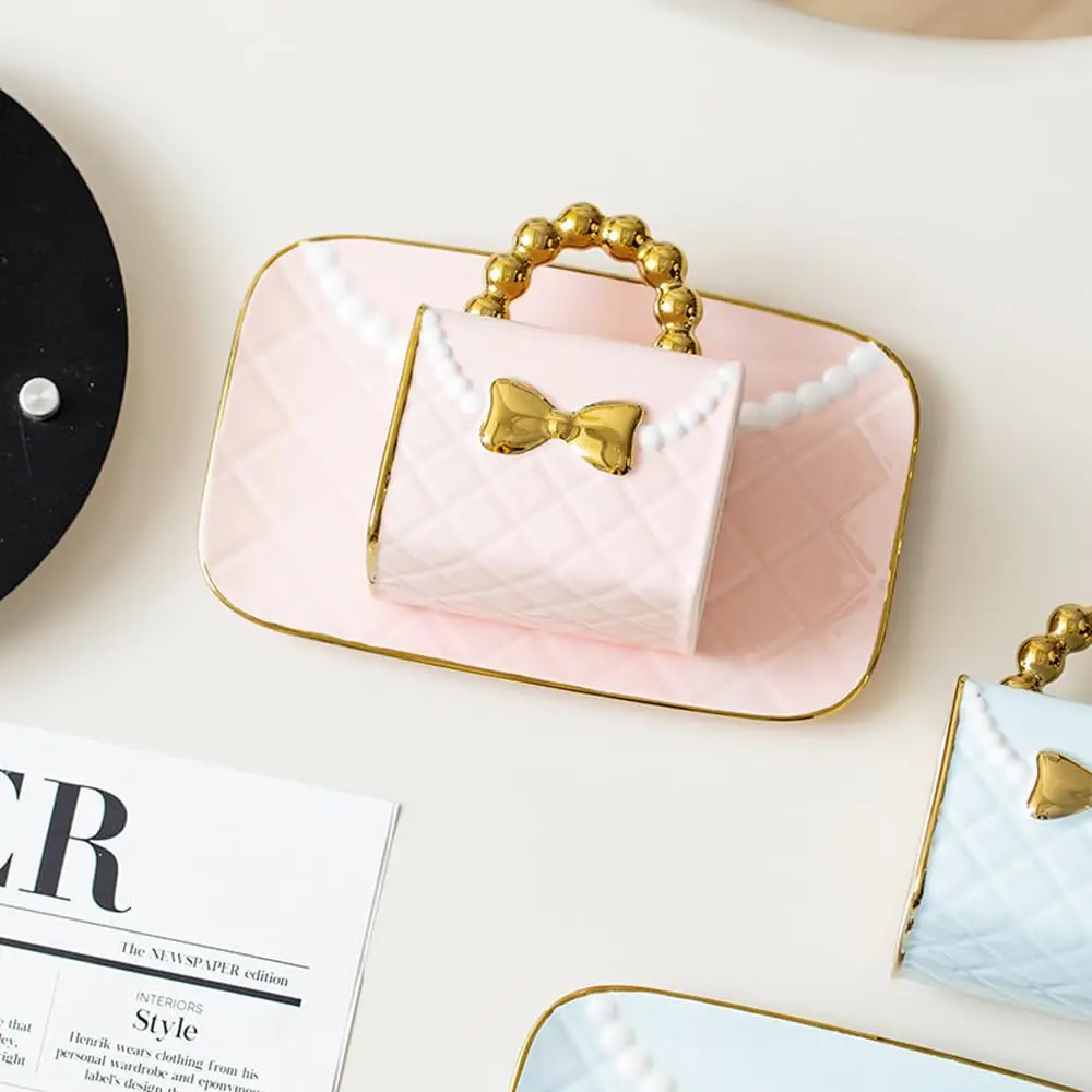 10 Oz 310 ML 4 Style Creative Handbag Shaped Mug Classic Coffee Mug Handbag Shaped Ceramic Tea Cup with Saucer Spoon