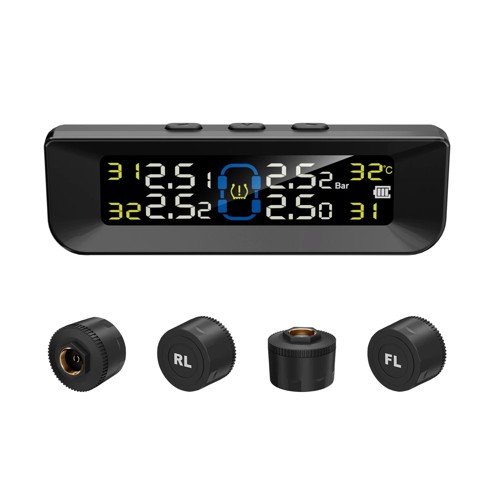 116psi 8bar tire pressure gauge external sensor 4 tires tpms universal solar TPMS tire pressure monitoring system