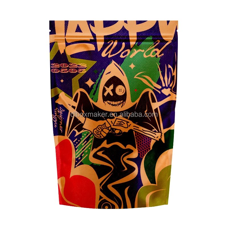 Custom Design Smell Proof Mylar Bag 1 oz 2 oz Childproof Stand up Pouch with Logo 3.5 g Zip Lock Zipper Packaging Plastic Bags