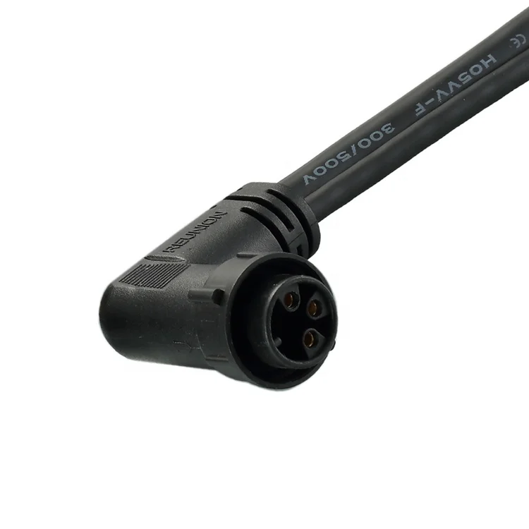 Male female Elbow Plug 90 degree IP67 Waterproof M series 3pin circular Connector
