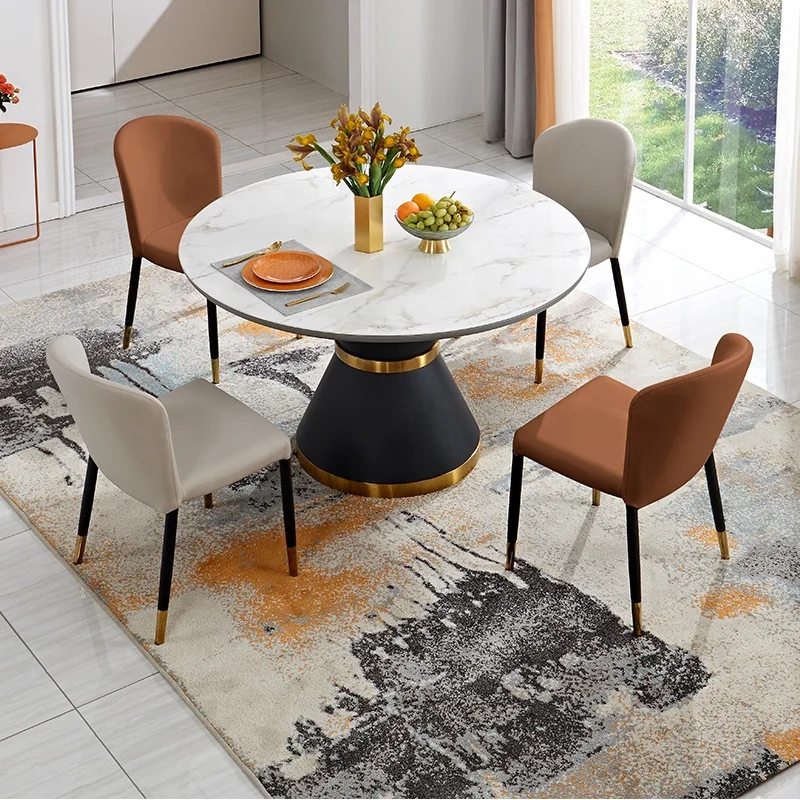 Quanu wholesale New design dining room furniture extendable round dining table set 4 chairs 6 8 seat