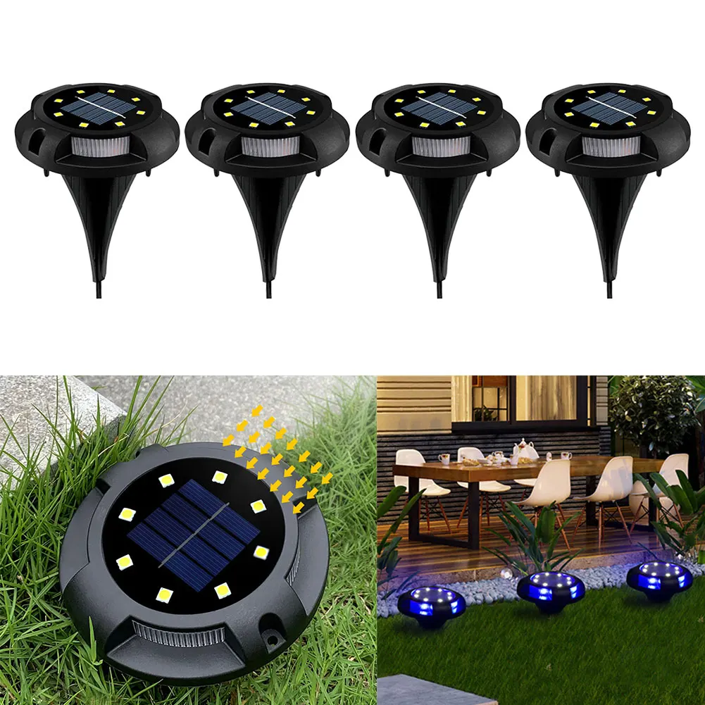 LED Solar White +RGB 12 LED Buried Underground Decking Light For Garden Decor Security Gate Lawn Park Villa Landscape Pathway