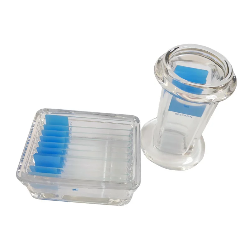 SERICO 10 Slides Staining Jar Laboratory Microscope Slide Stained Glass Jar Square Cover Slot Design