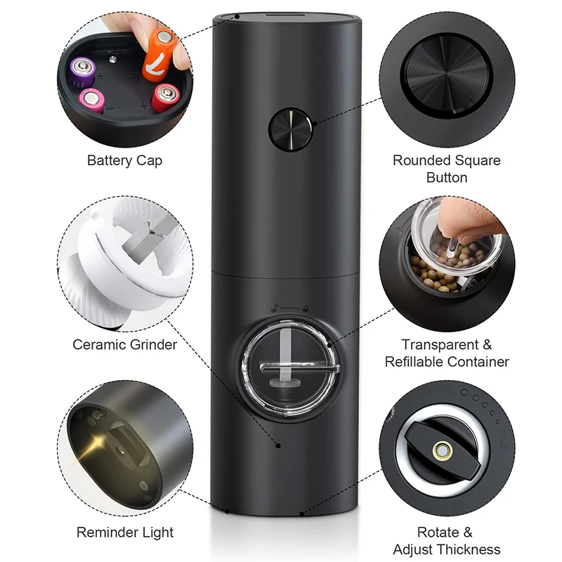 Plastic Non-Rechargeable 2pcs Gift Set Salt and Pepper Grinder 2 in 1