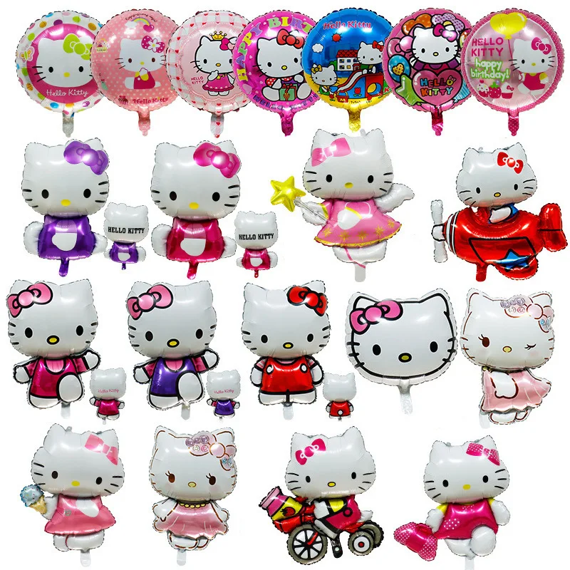 SHANGHAI PARTY 18 Inch Round Cute Cat Globos Aluminum Foil Cartoon Balloon Kids Inflatable Toys Shower Balls