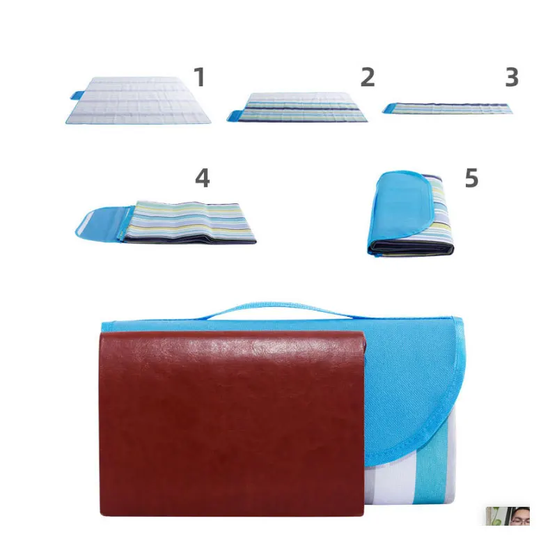 Family Picnic Blanket with Tote, Extra Large Foldable and Waterproof Camping Mat for Outdoor Beach Hiking Grass Travel