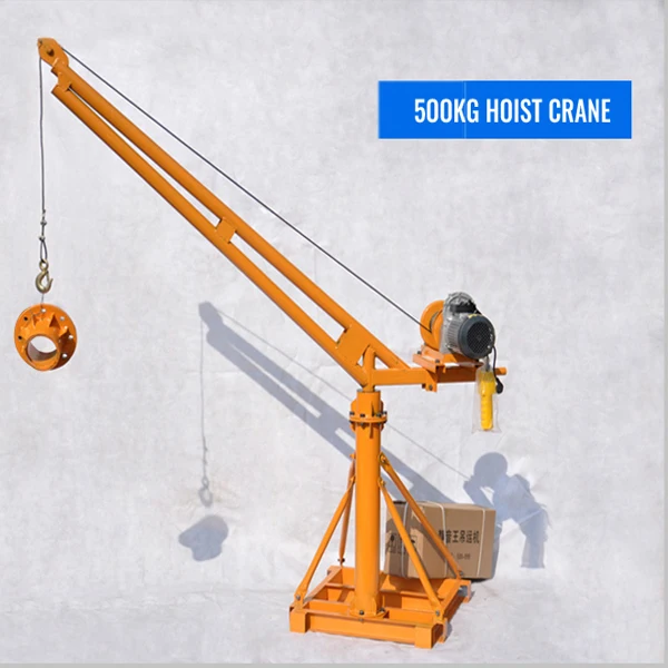 360 Degrees rotate 500kg 1000kg 2000kg small outdoor use mini engine crane construction materials lift crane