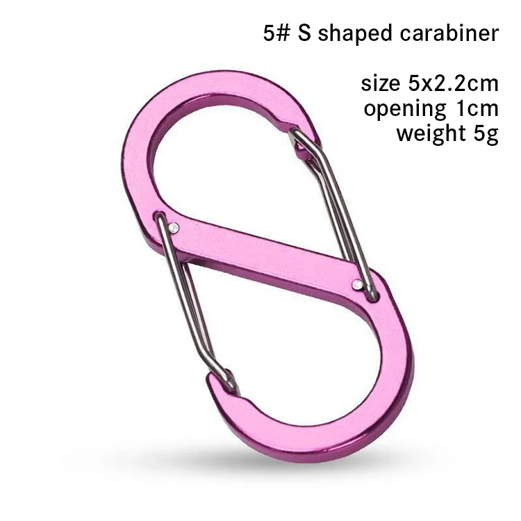 Customized Laser Engraved Logo Aluminum Alloy 5# S Shaped Carabiner