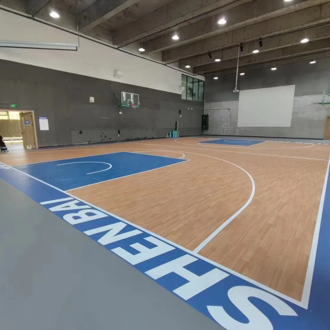 Relle wood design noise reduction flooring for basketball court plastic vinyl sport flooring 6mm