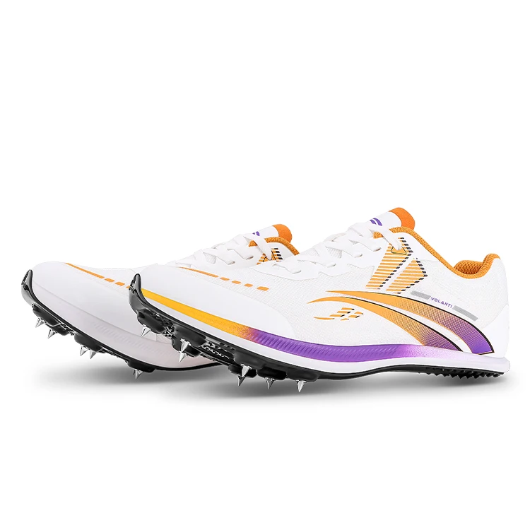 Thick sole sprint track and field nail shoes Body test competition men and women 911 black sole Lightning spikes Volandi