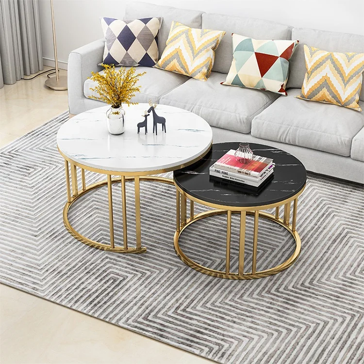 Living room furniture sets metal center coffee tables modern luxury meuble de table basse salon round coffee table