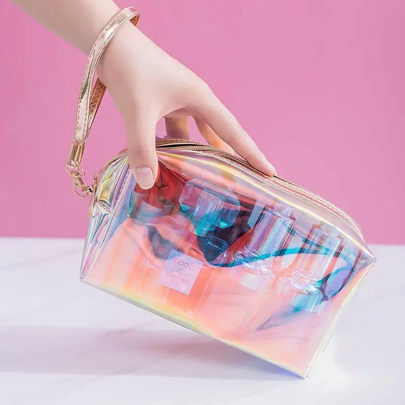 New Style Lllusory Color Transparent Cosmetic Bag Laser Holographic Makeup Storage Bag