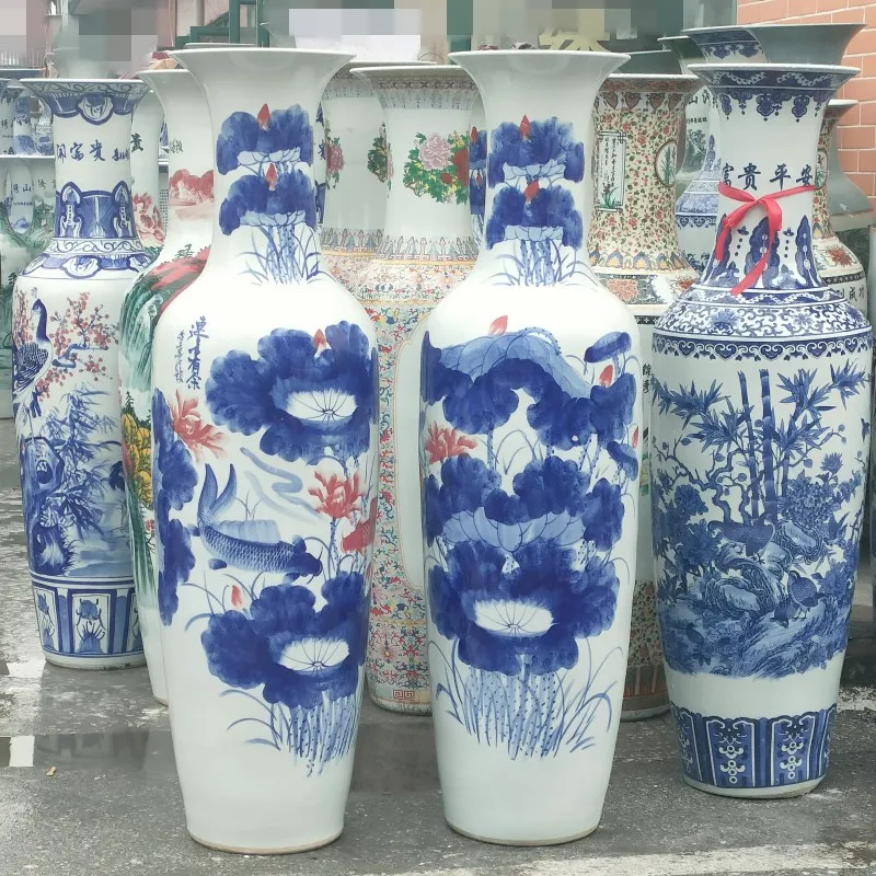 Оптовая продажа расписанные вручную керамические большие вазы Jingdezhen индивидуальные напольные современный отель украшения