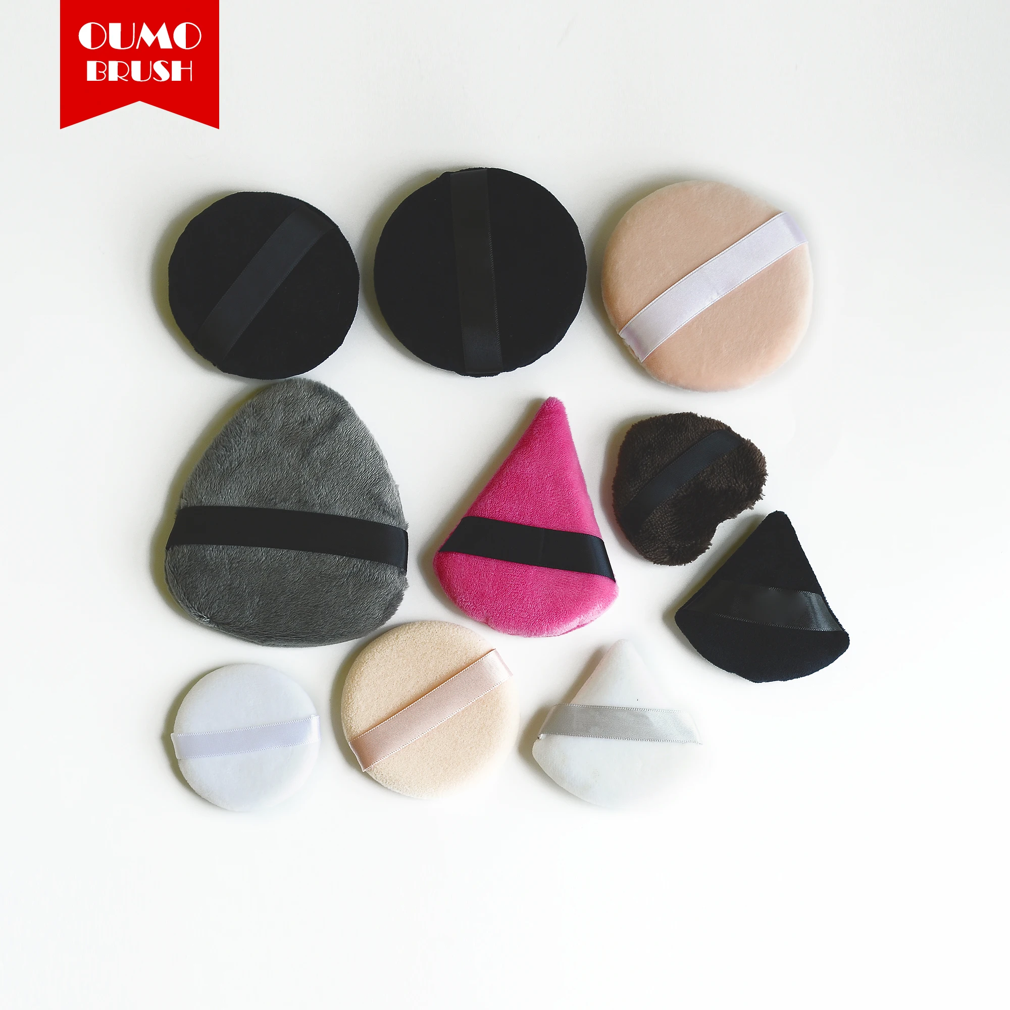 OUMO-многоцветная пуховка из 100% хлопка круглой/треугольной/форме сердца для косметического макияжа