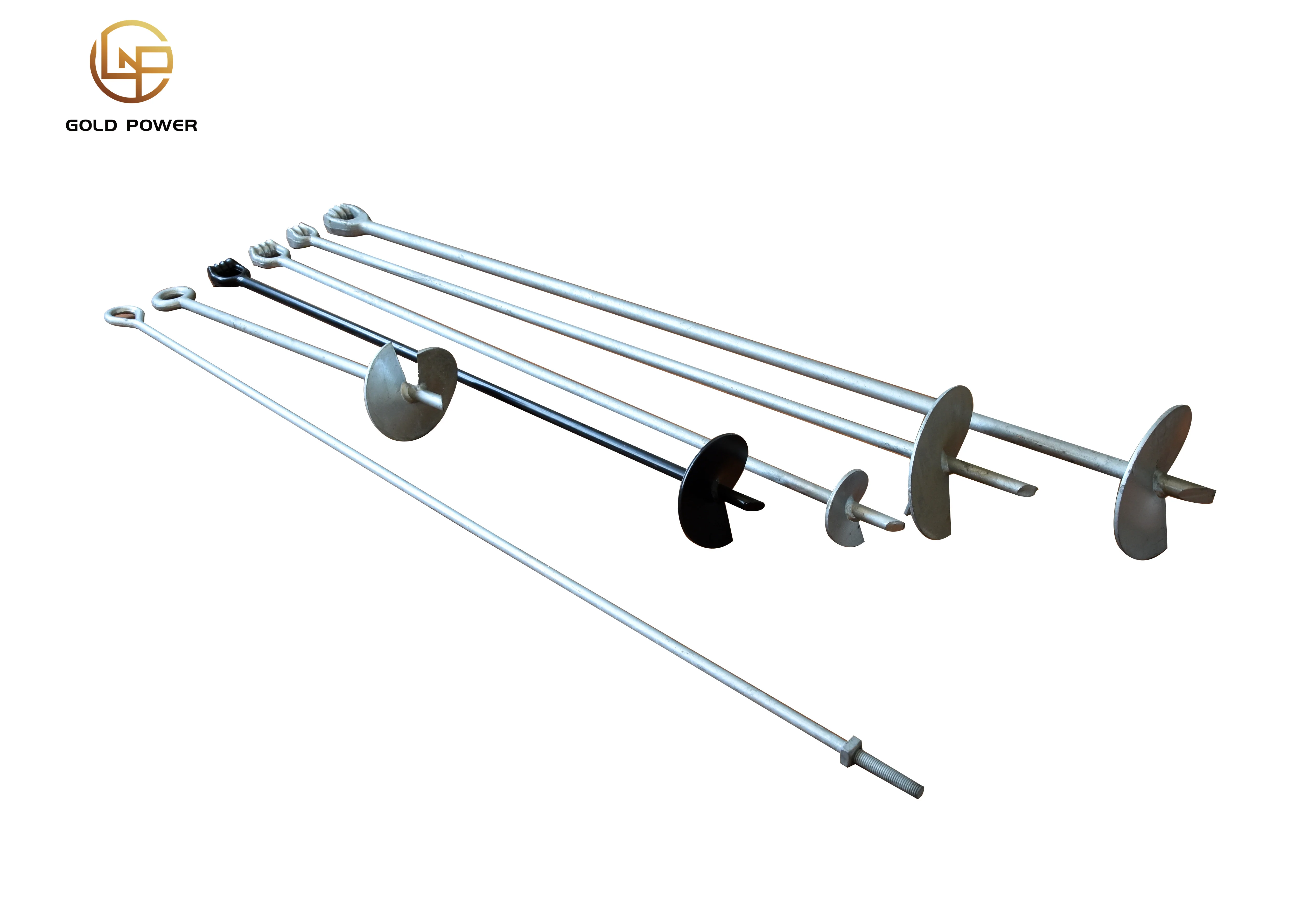 Triple Eye Screw Helical Post Ground Anchors for Guying Wires at Utility Poles