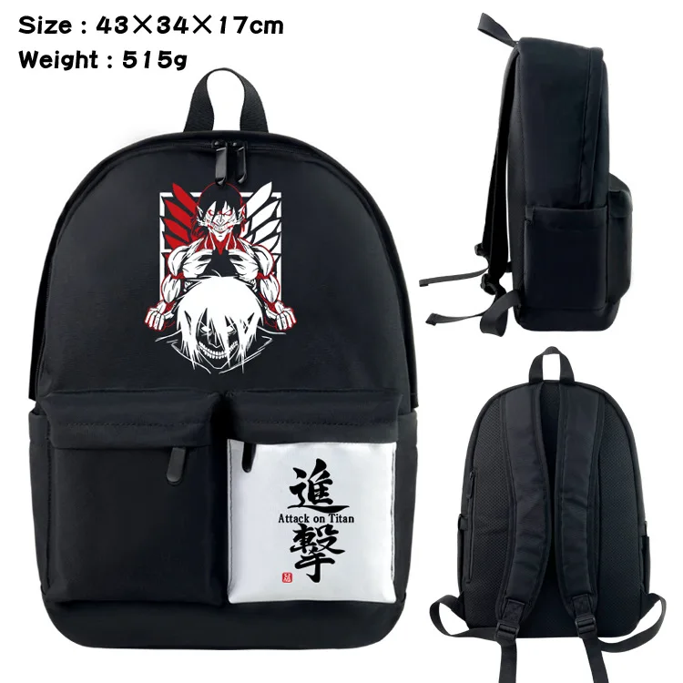 Attack on Titan Cartoon Backpack Men Women Canvas Anime Laptop Knapsack School Bag for Teenagers Travel Bags