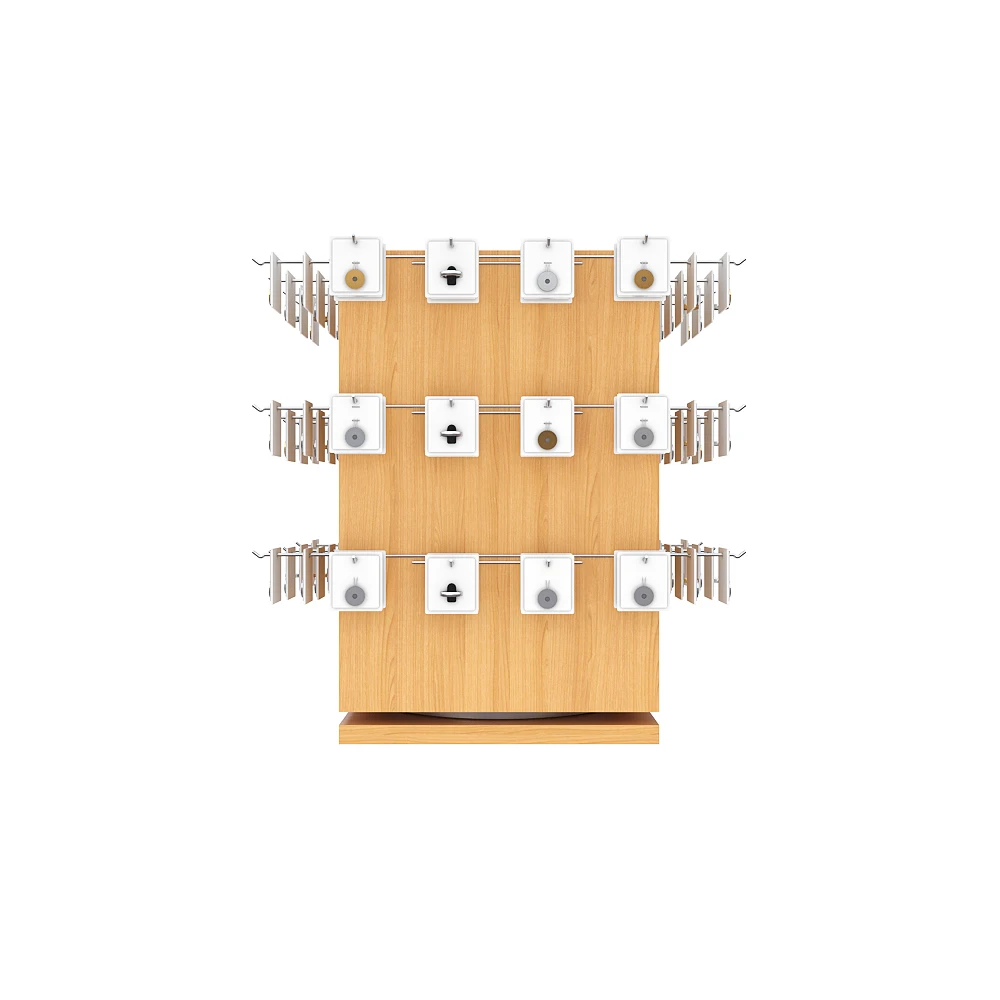 Rotating earring store fixtures iron wire wood counter turntable 360 degree card jewelry display stand