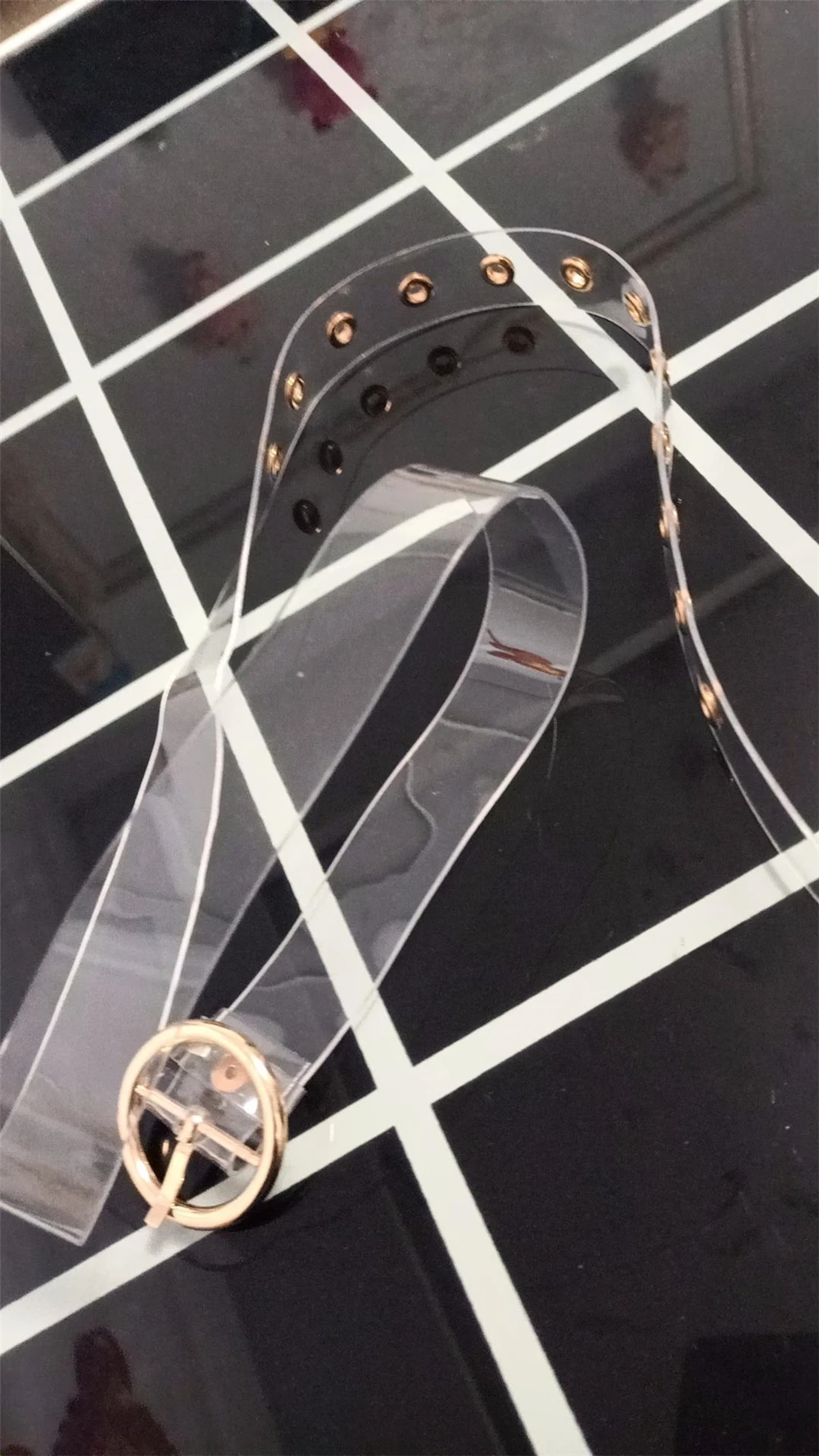 Transparent Plastic Simple All-match Rivet Ladies Belt Trousers