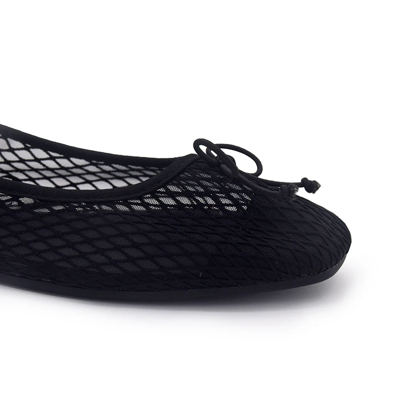 Wholesale breathable black mesh ladies beach ballerinas flats comfortable female casual flat evening shoes for elderly women