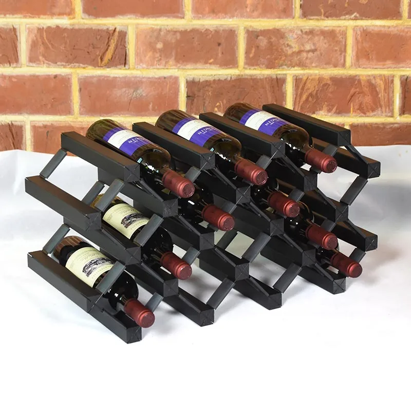 
Factory sales customizable solid wood multi-layer metal wine bottle rack with bar countertop Wine rack 