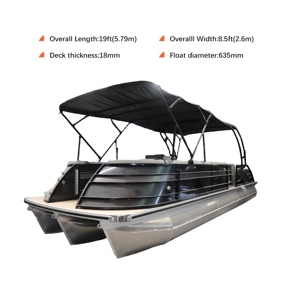 6 person pontoon boat with fishing rod rack aluminium pontoon boat hull with bimini tops pontoon passenger boat party yacht
