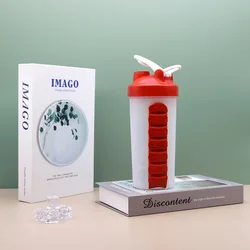 CHUFENG Plastic Gym Bottle Custom LOGO with Pill Case Sports Combine Daily Organizer Blend Bottle Protein Shaker