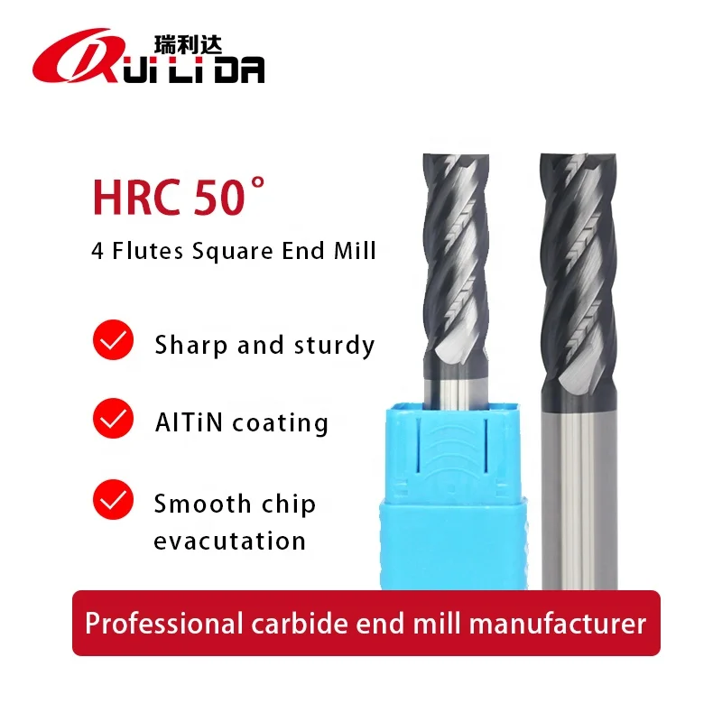 RLD high precision HRC50 4 Flutes 3x7.5x50x4D Solid Carbide Square End Mill for cnc milling machine