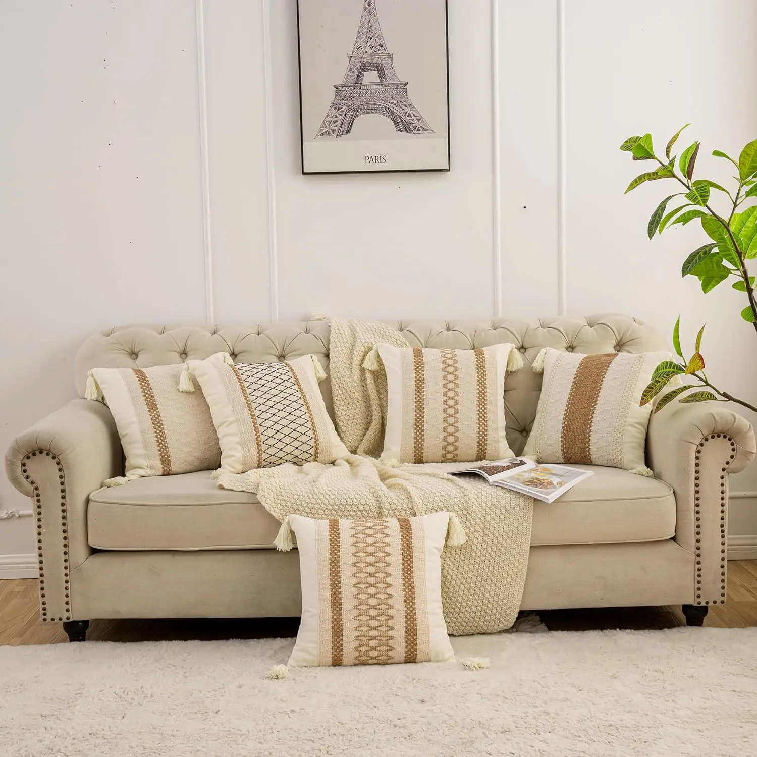 Boho Pillow Covers Cotton and linen tassel pillow set bohemian style living room sofa cushions Luxury  Pillow Case