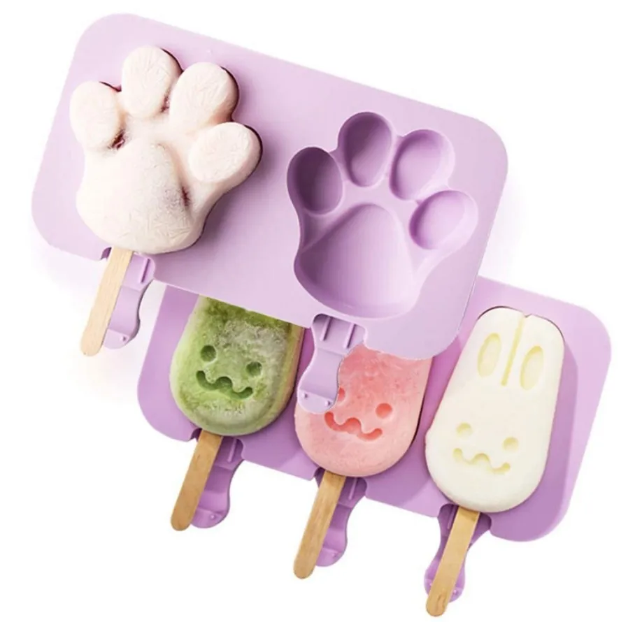 BPA Free ice mold silicone Stick Maker Tray Dry Popsicle ice cream molds with 50 wooden sticks silicone ice cube tray