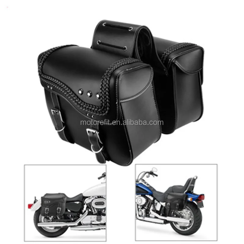 Motorcycle Saddlebags PU Leather Luggage Side Bag Tool Bags For Touring Electra Glide Sportster 883 1200 Waterproof Tail Bag