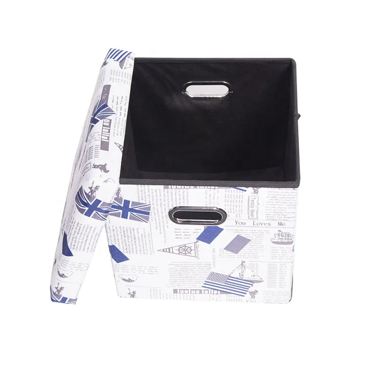 
Custom High Quality Luxury Cubic Leather Ottoman Storage Boxes Ottoman Pouf Foldable Storage Ottoman 