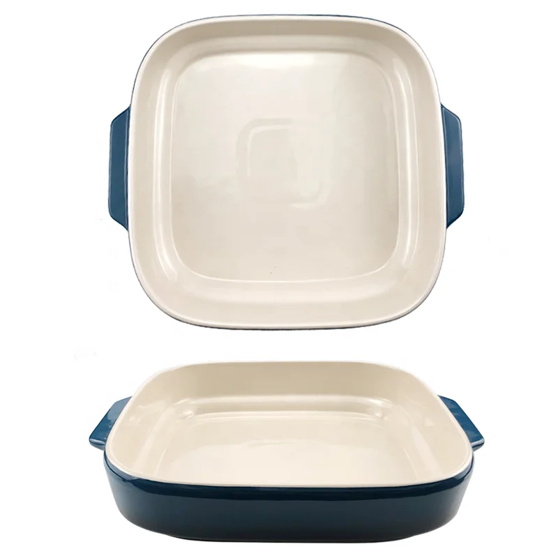 Square Microwave Bakeware Ceramic Tray Baking Dishes And Pans With Handles