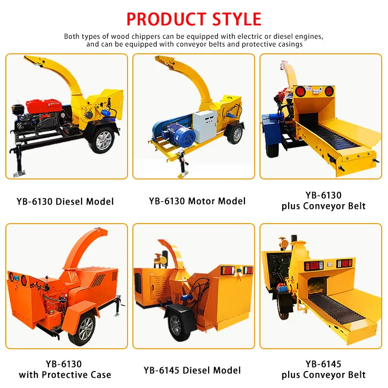 Large hydraulic mobile tree log branch crusher pto diesel wood chipper shredder machines with tractor engine powered for garden