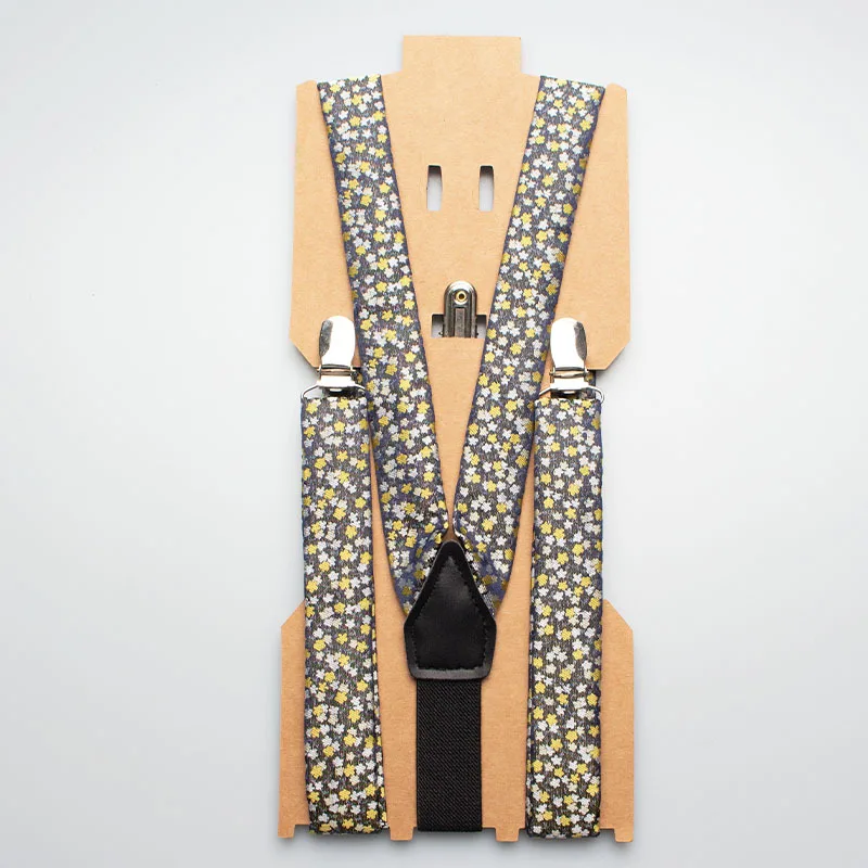 fashion retro elastic suspenders unisex solid color elastic strap adult 3 clip back  kids woven fabric long suspender