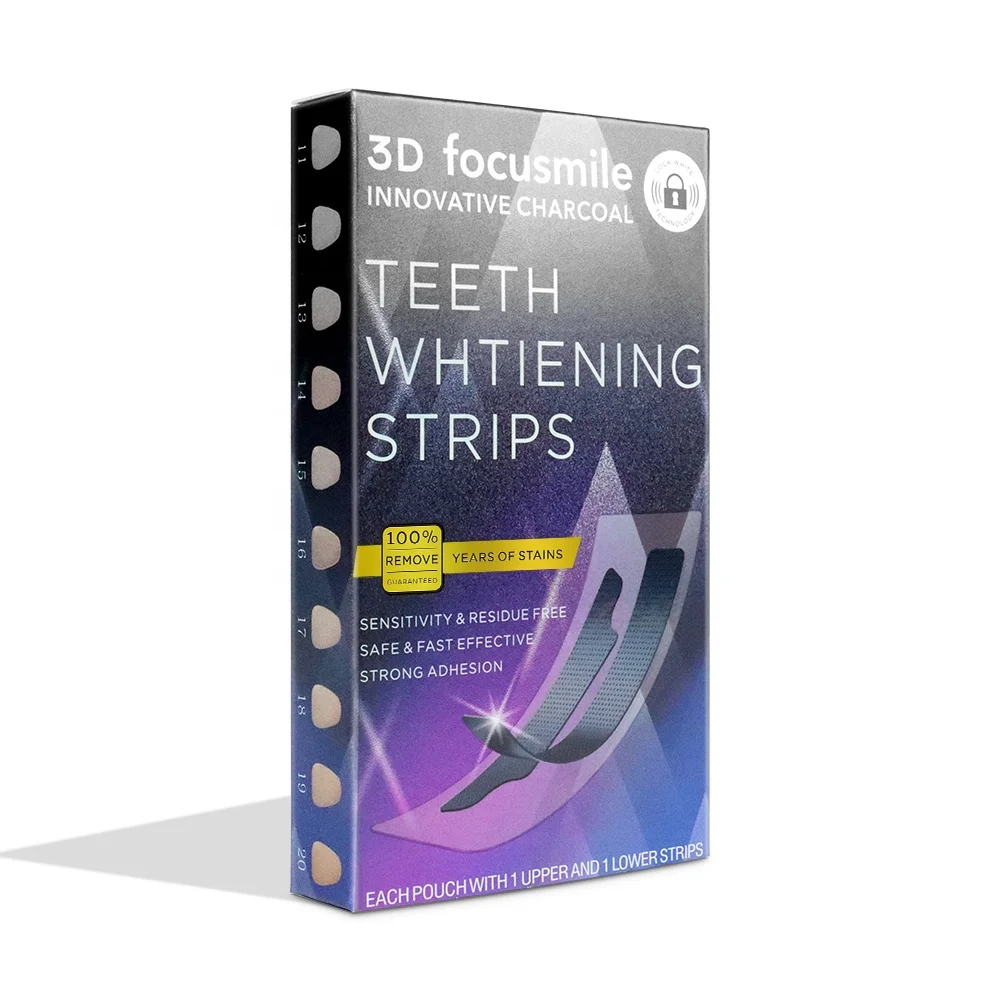 Factory Price  Private Label Focusmile Charcoal Teeth Whitening Strips Professional Whitening Teeth Strips