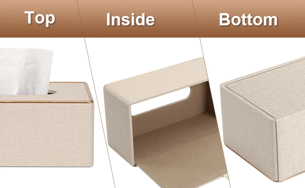 Elegant Home Decor Bathroom Accessory Premium Luxury Leather Tissue Box Cover Dispenser Holder
