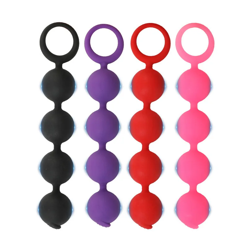 silicone anal beads butt plug ball anal chain link with safe pull ring anal adult sex toy for male female couple play