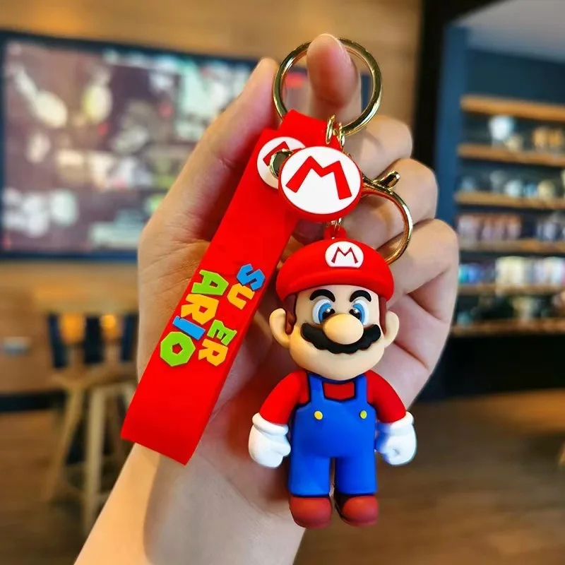 Wholesale 30 styles Pvc Game Marios Bros Luigi Mushroom Character Toys SuperMarios Keychain 3D Marios Anime Rubber Keychain