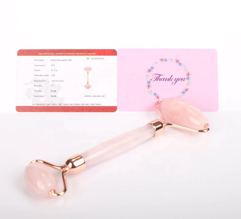  high quality custom box natura rose quartz pink 100% jade roller gua sha set for