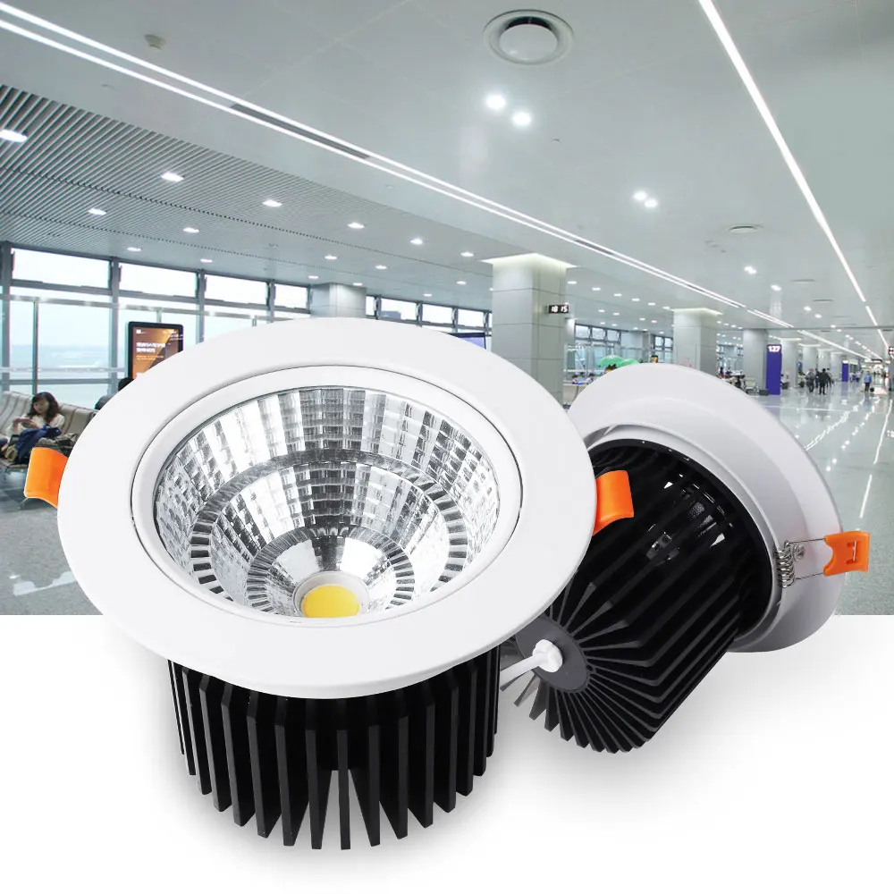 
OKELI Factory wholesale price 3w 6w 9w 18w 24w 30w 40w 50w COB Recessed Adjustable led downlight Aluminum led down light 
