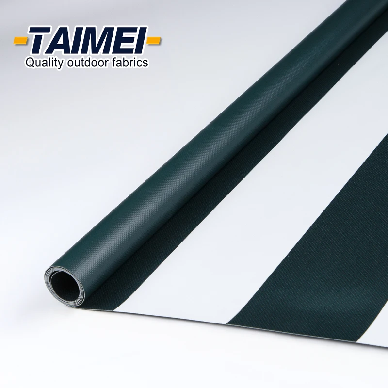 Outdoor PVC Awning Fabric PVC Coated Tarp Striped Awning PVC Tarpaulin Awning Fabric for Tent /Structure/Membrane