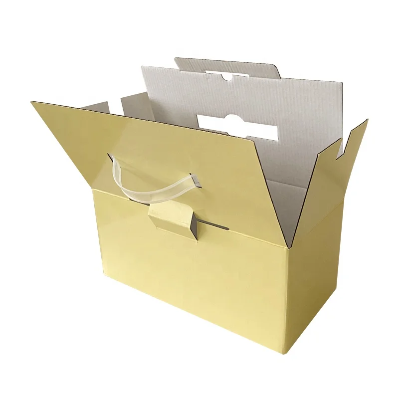 popular paper packaging manufacturer custom design corrugated foldable colorful handle fruit box stuff carton cheap paper box