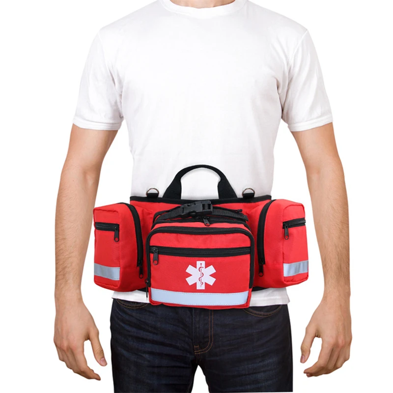 Red Rescue Fanny Pack Outdoor Hip Pack Empty Pouch First Responder Storage Waist Bag First Aid Waist Pack