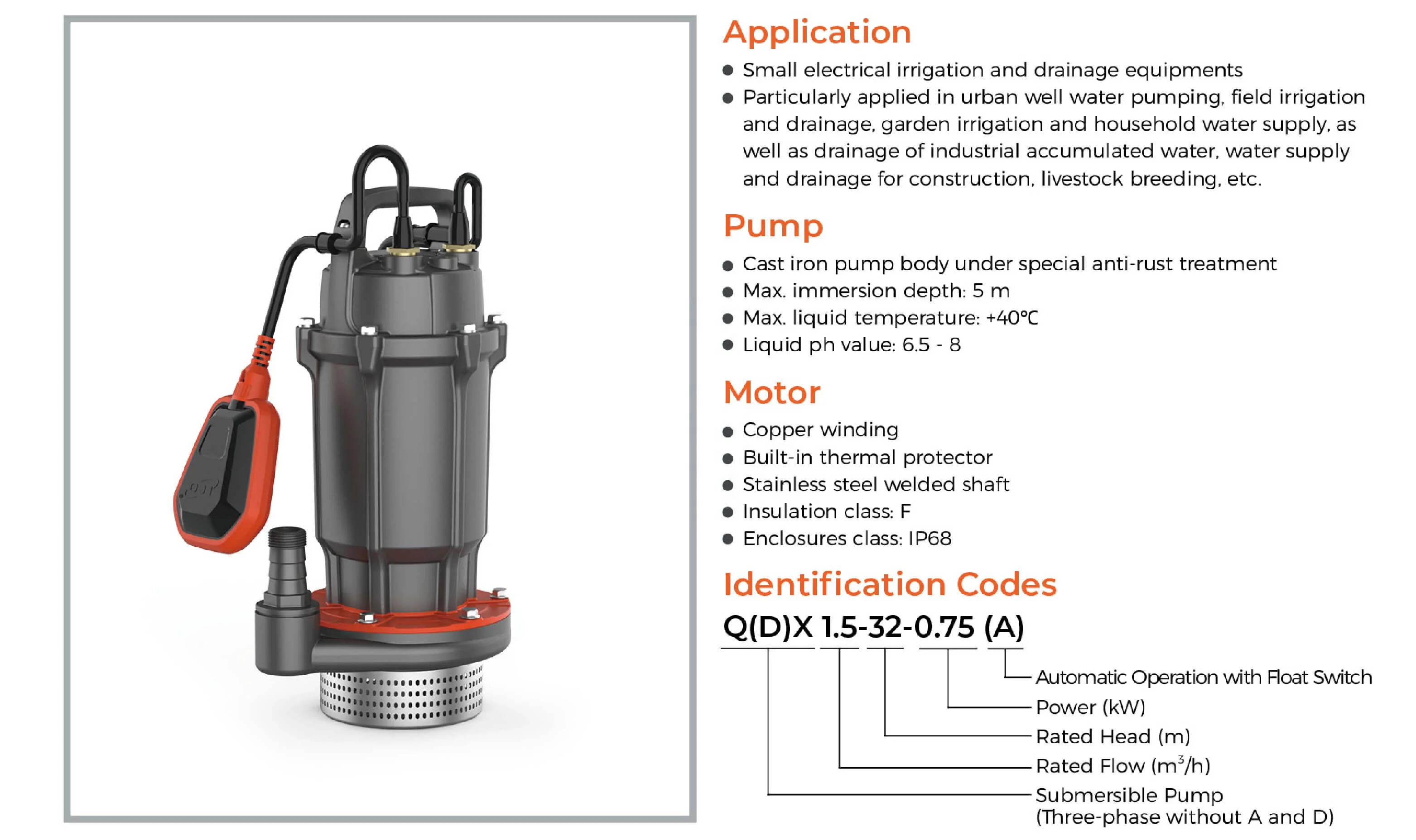 LEO Efficient Electric Submersible Water Pump ideal for irrigation & drainage