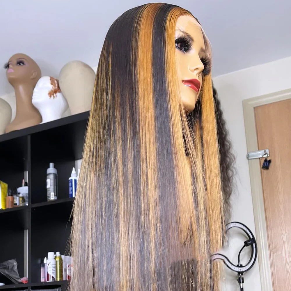 ishe Wholesale Brazilian Remy Human Hair 13x4 Lace Front Wigs honey blonde highlight layered Human Hair Wigs For Black Women