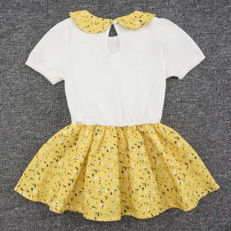 
2020 children clothes girls dresses summer toddler peter pan collar short sleeve infant baby girl floral dress 
