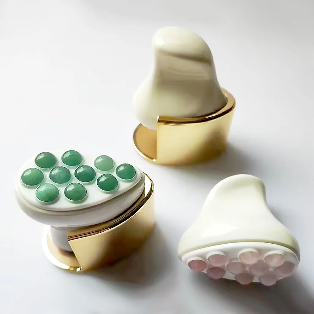 Beauty Skincare Face Massager Jade Ball Bead Jade Roller Gua Sha Custom Logo Natural Jade Face Roller Facial Roller