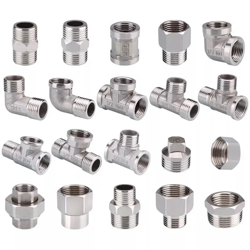 Stainless Steel Thread Pipe Fitting NPT/BSP SS304 stainless steel extension nipple pipe fittings